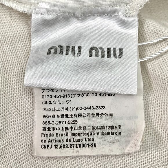 Miu Miu White "One Day Love" Cotton Round Neck Short Sleeve T-Shirt M - Picture 4 of 8